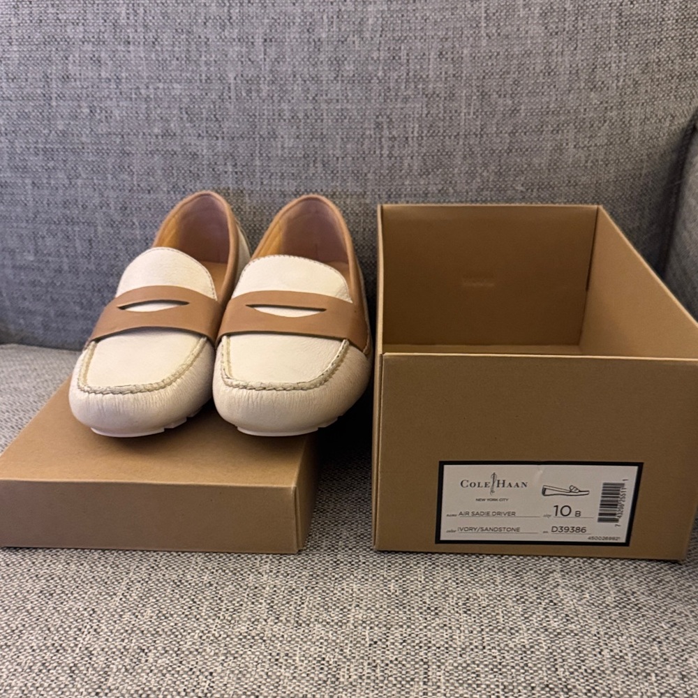 Cole Haan Cream and Brown Loafers